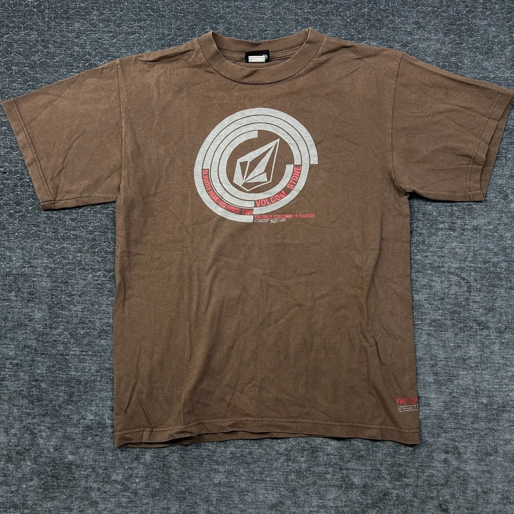 Vintage Volcom Stone T-Shirt Men's Brown Skate Surf Y2K Graphic Tee - Large